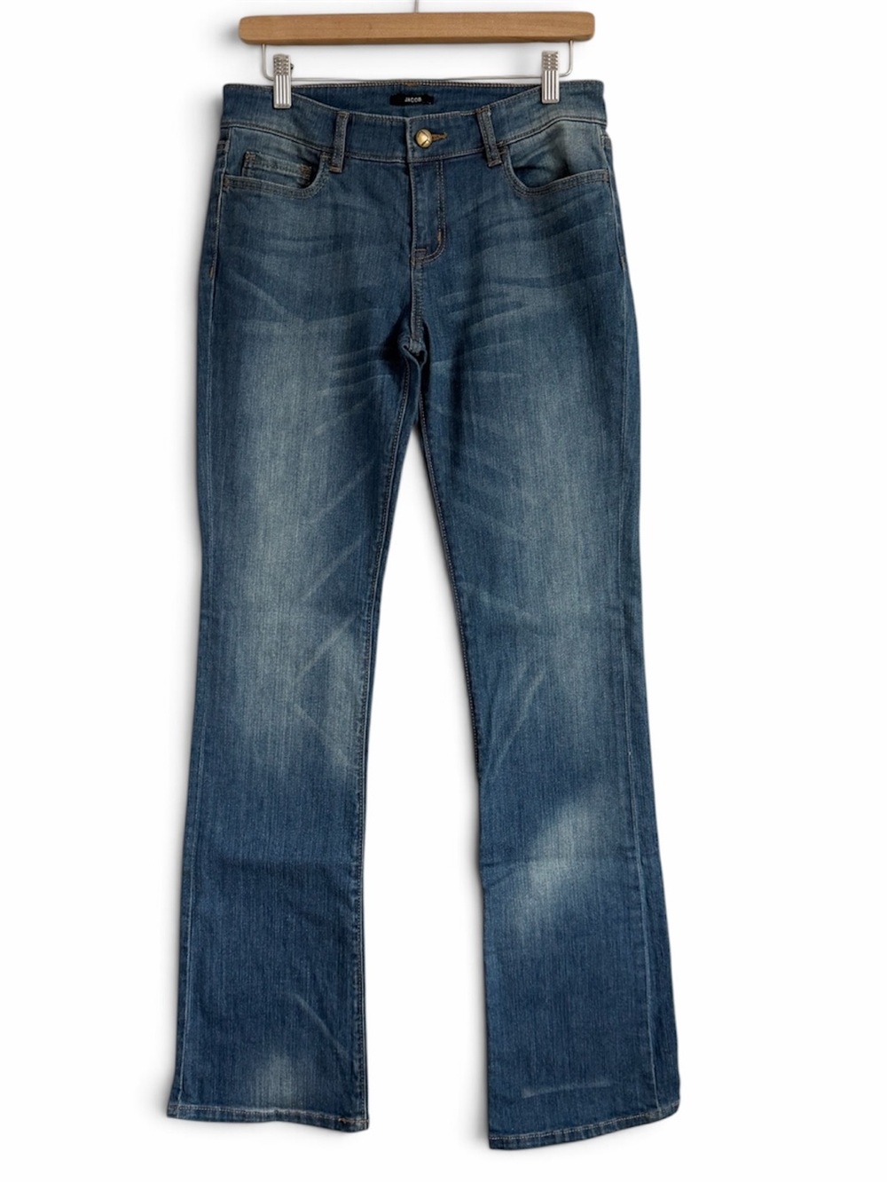 Jacob Women's Medium Blue Mid Rise Skinny Flared Jeans 28